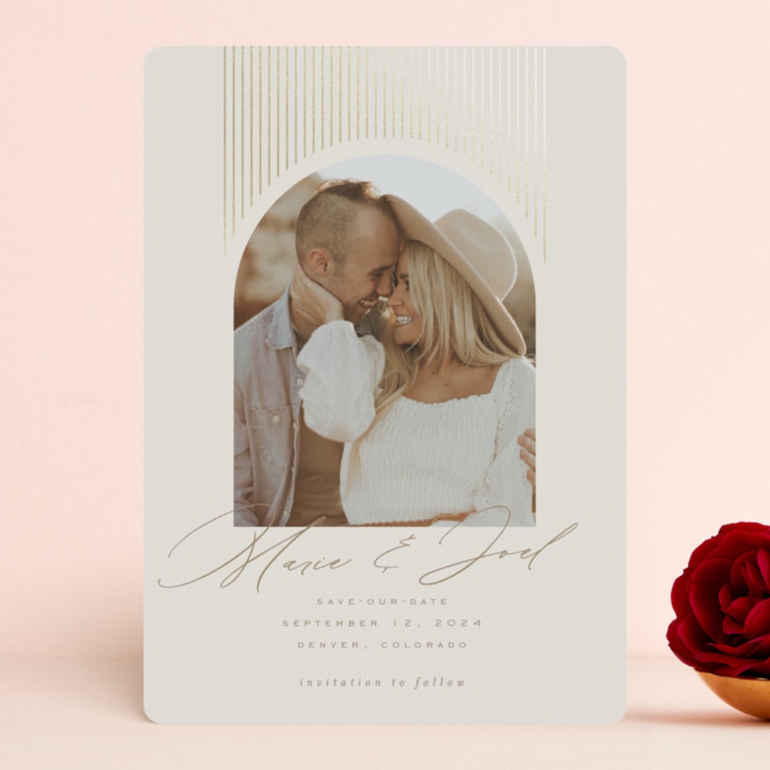 "Shine On" - Save the Dates in Ivory by Leah Bisch - Front