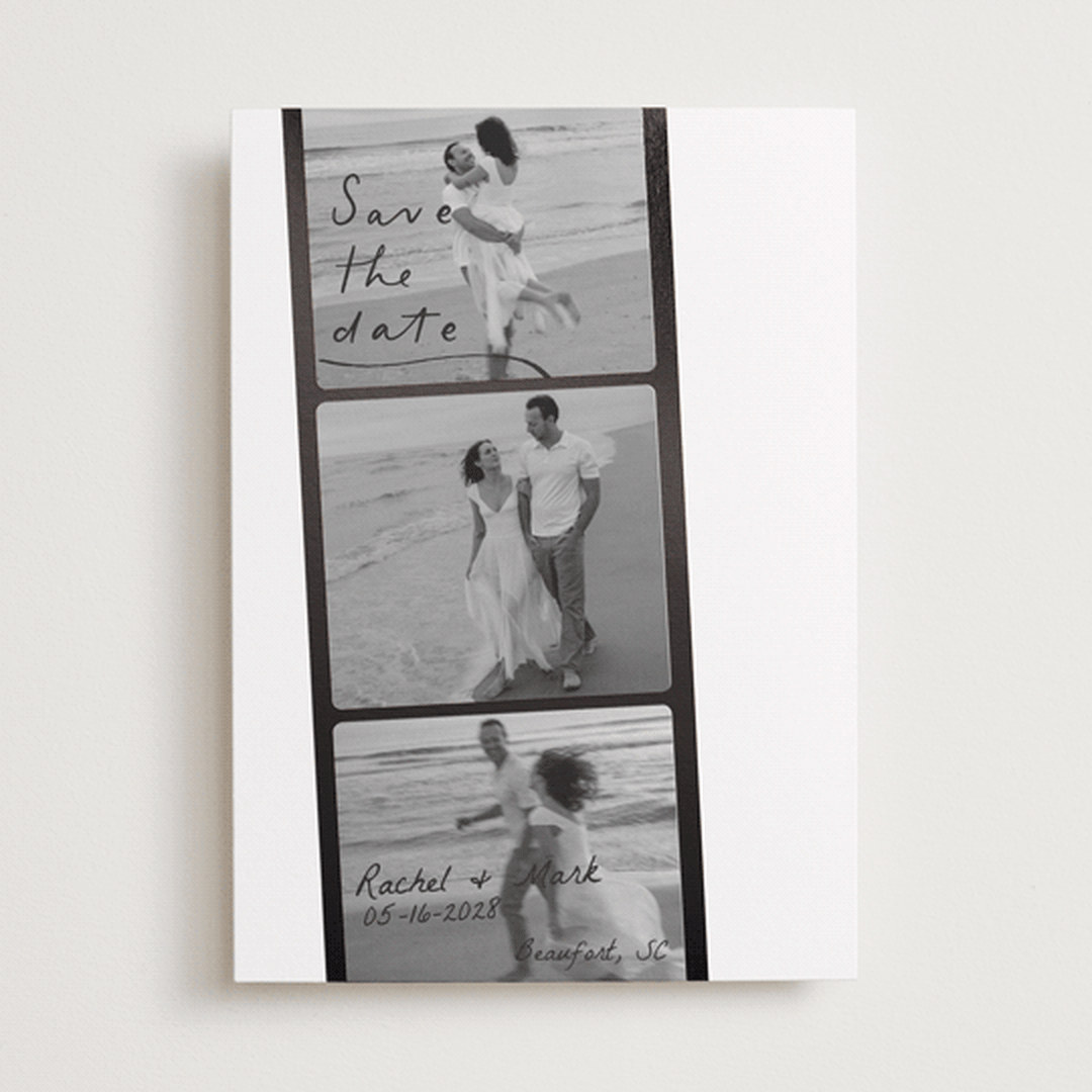 "Filmstrip" - Save the Dates in Onyx by Sarah Mraz - Front