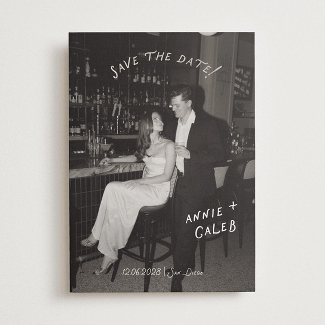 "Lovers" - Save the Dates in Ivory by Stephanie Heinrich Godbout - Front