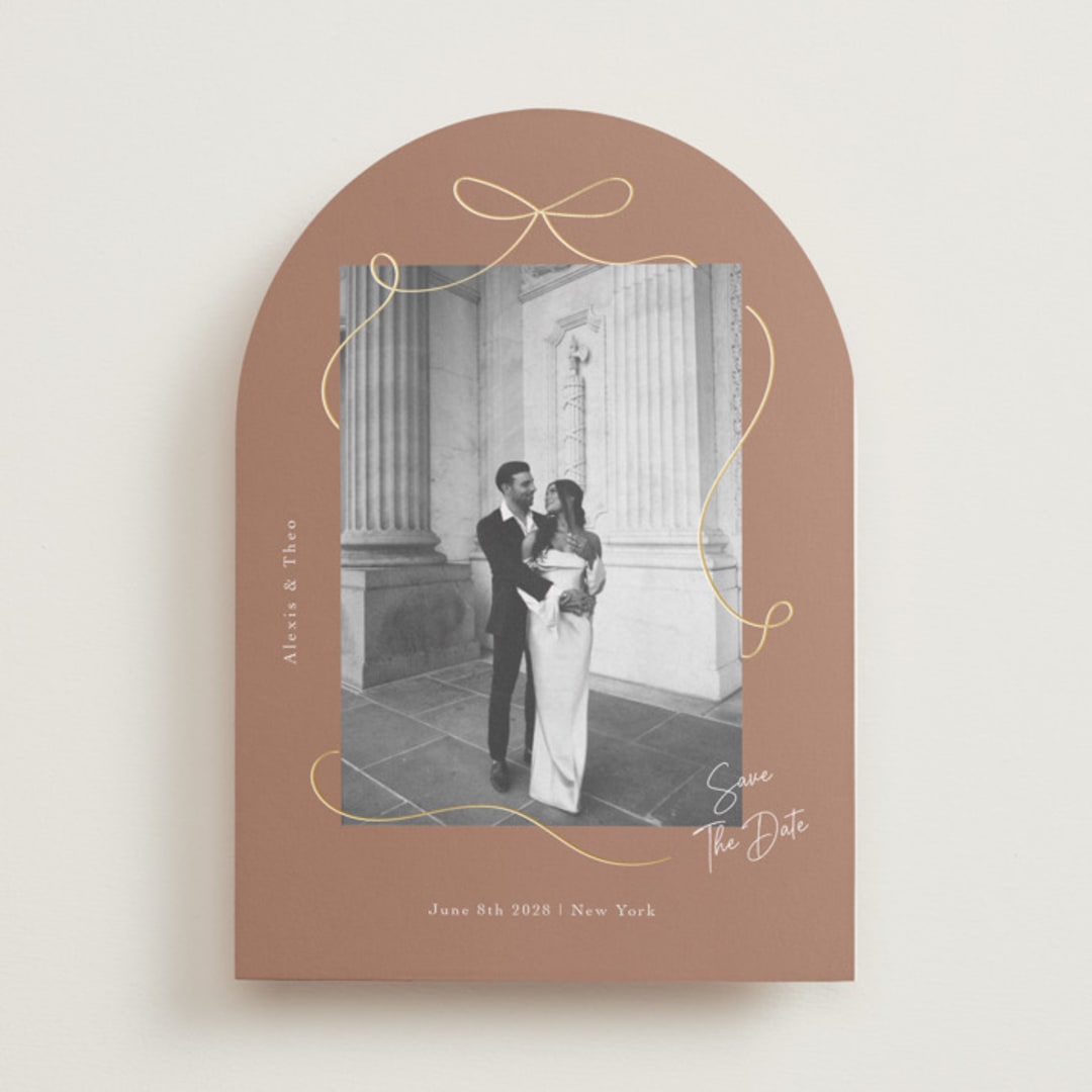 "Gentle Bow" - Save the Dates in Coffee by Elly - Front