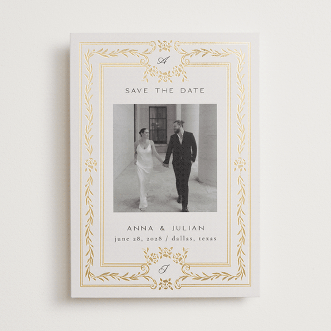 "Olive Elegance" - Save the Dates in Silk by Ana de Sousa - Front
