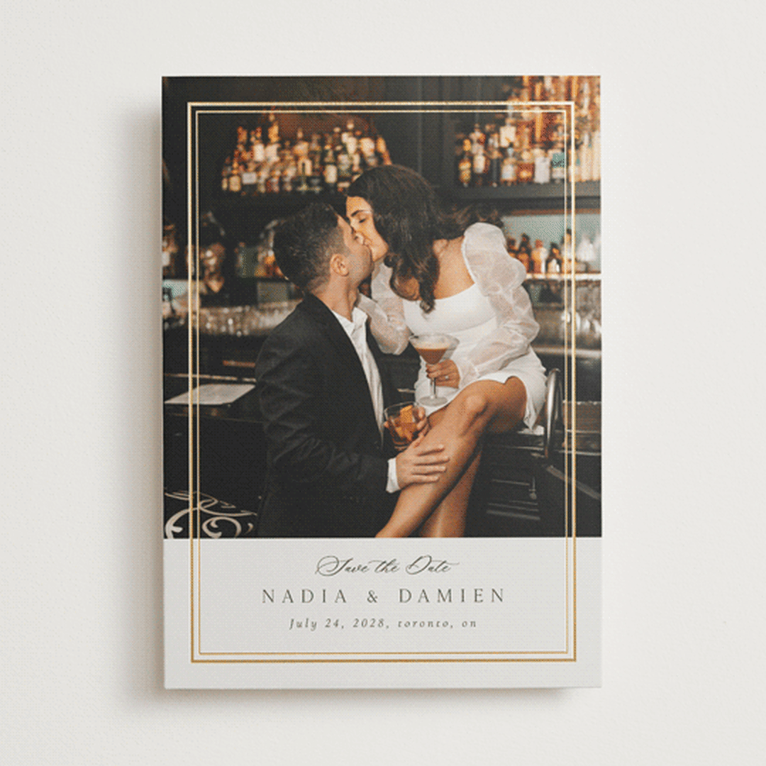 "Shimmer" - Save the Dates in Linen by Nicole Walsh - Front