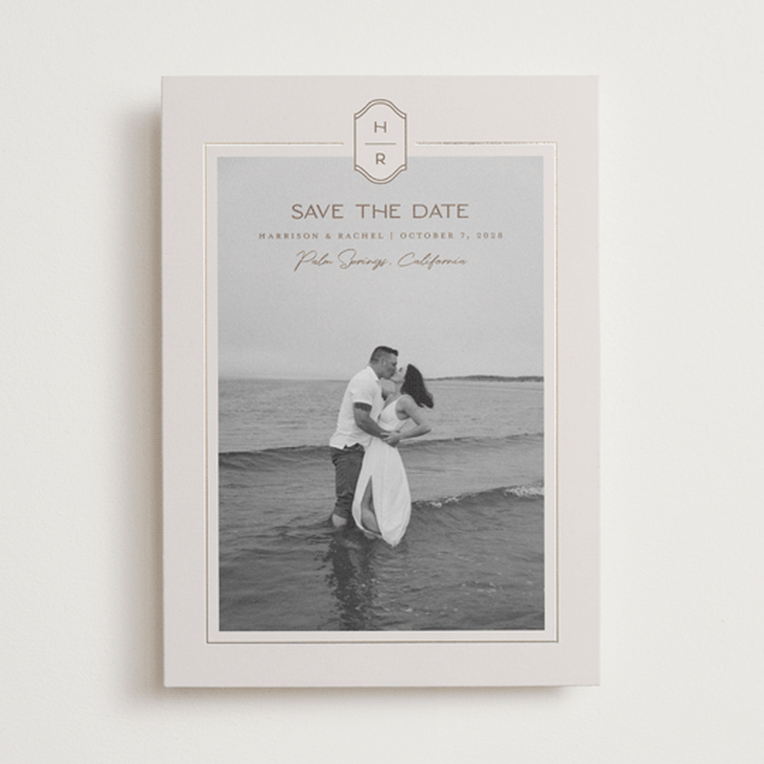 "Modern Monogram" - Save the Dates in Dove by Rachelle Clarke - Front