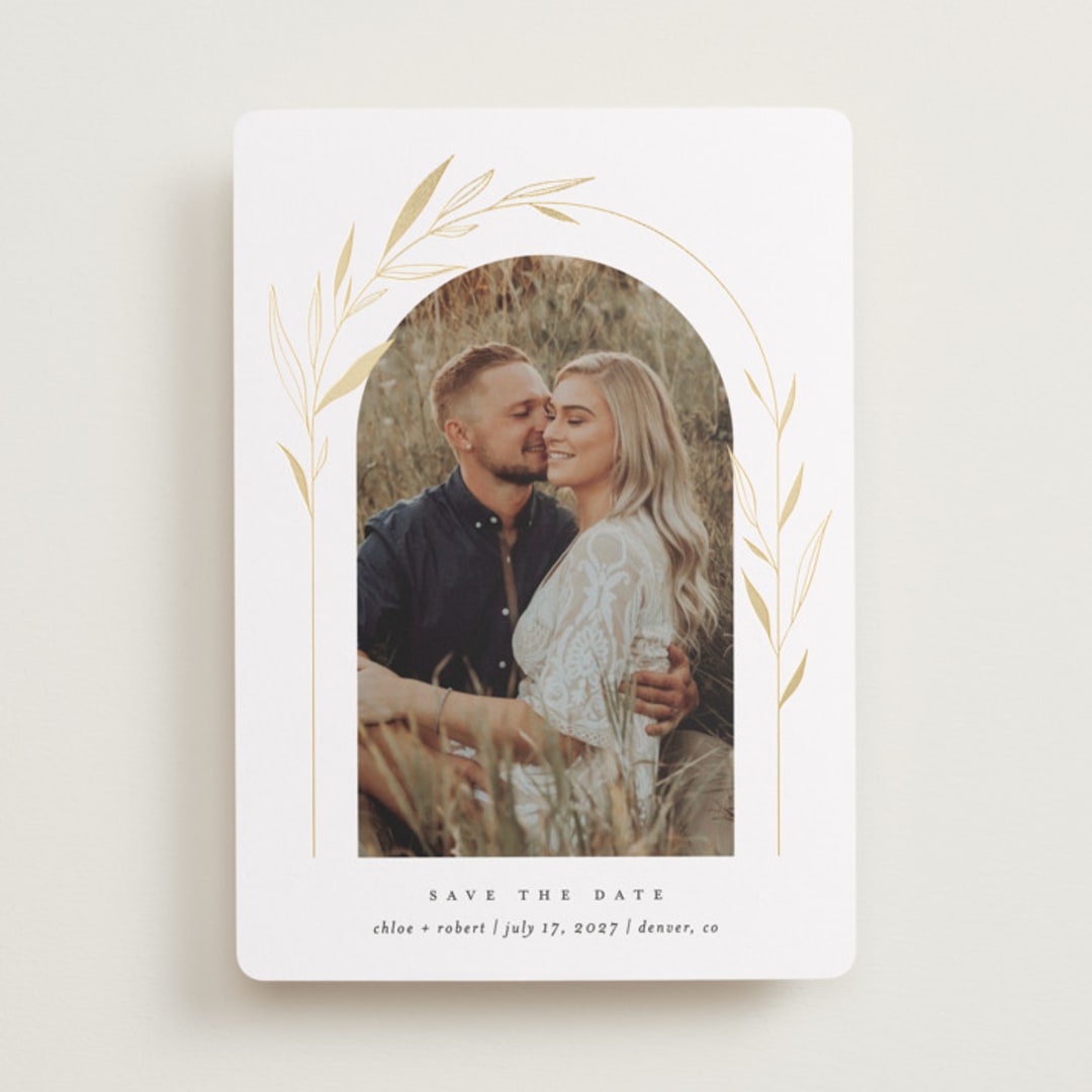 "Botanical Arches" - Save the Dates in Silk by Kelly Schmidt - Front