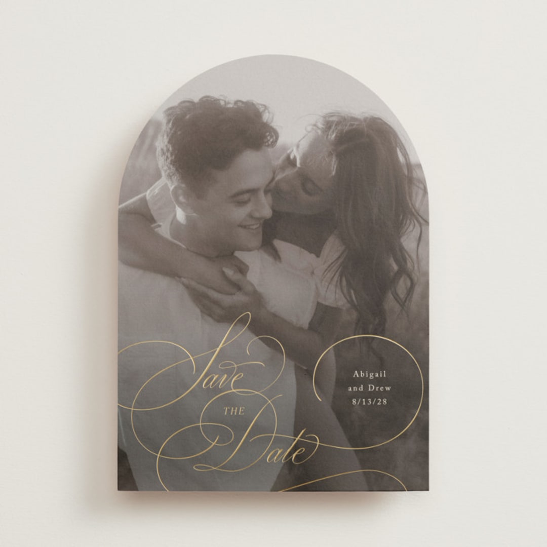 "Elegantly Scripted" - Save the Dates in Cream by Hooray Creative - Front