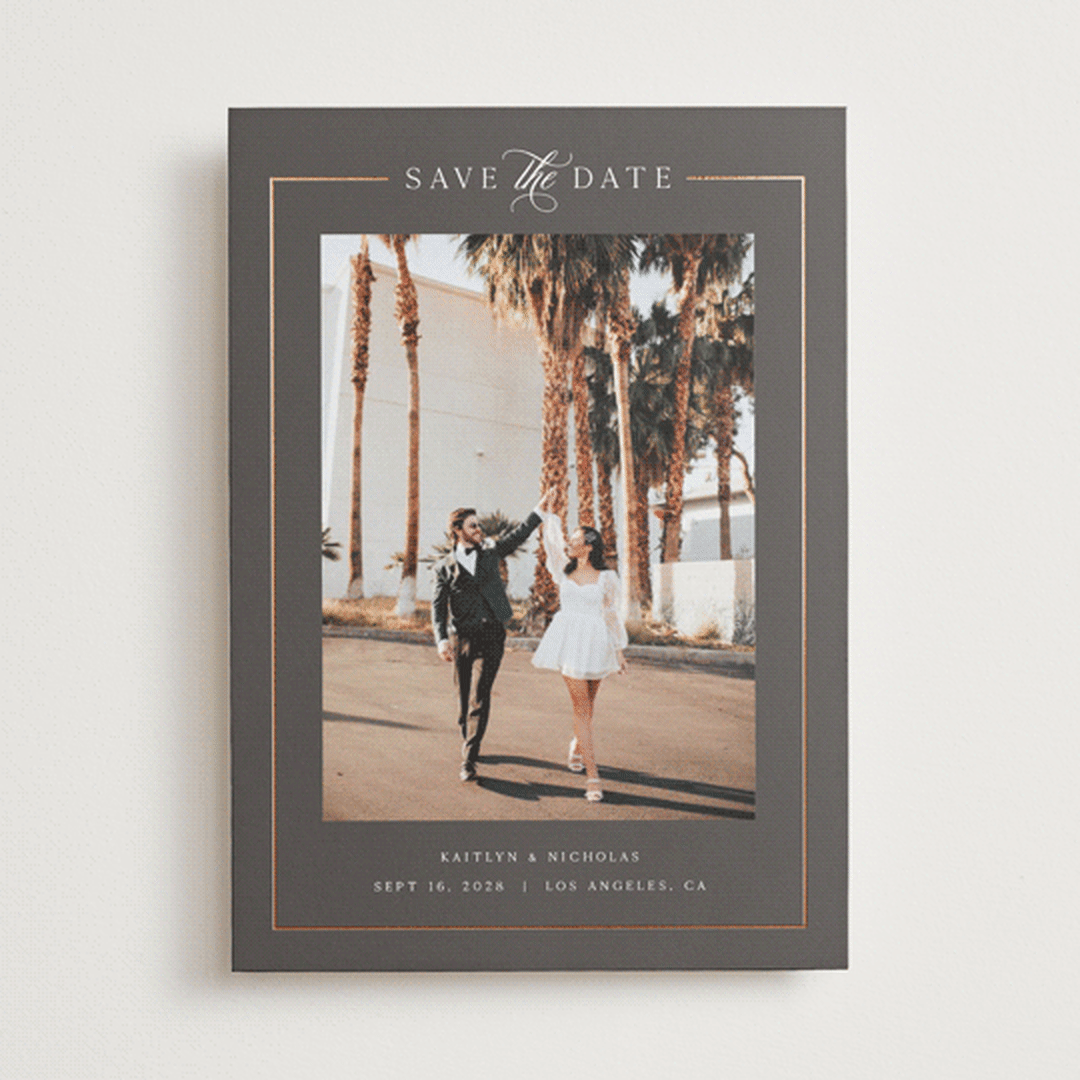 "Mulholland" - Save the Dates in Graphite by Melanie Kosuge - Front