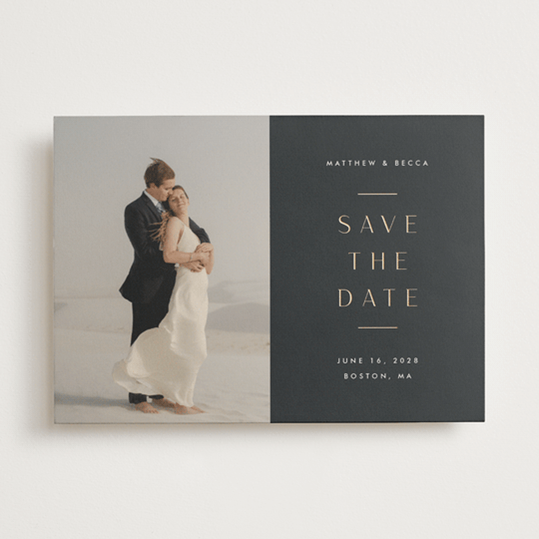 "Subtle elegance" - Save the Dates in Charcoal by Stacey Meacham - Front