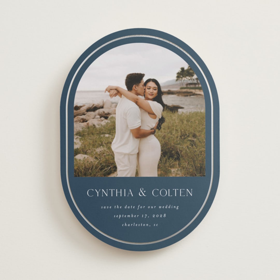 "Double lined border" - Save the Dates in Blueberry by Angela Garrick - Front
