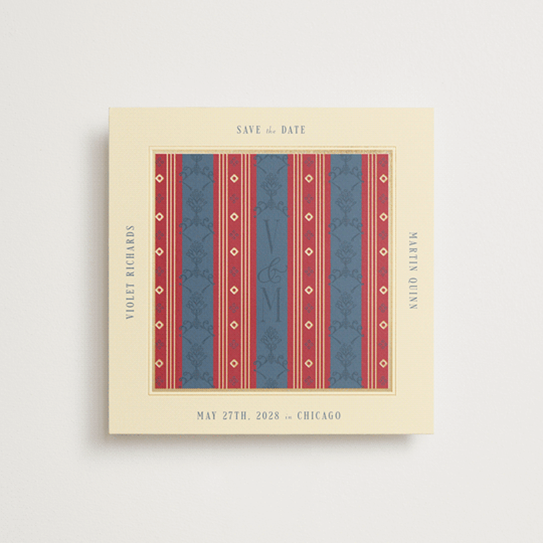 "Woven" - Save the Dates in Navy by Baumbirdy - Front