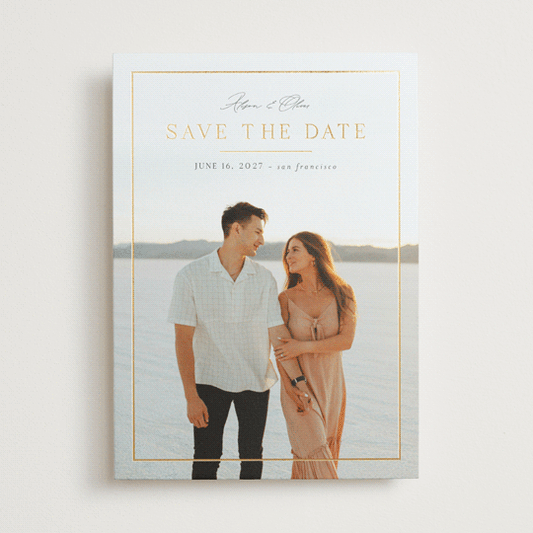 "Surrounded by love" - Save the Dates in Shell by Nicole Walsh - Front