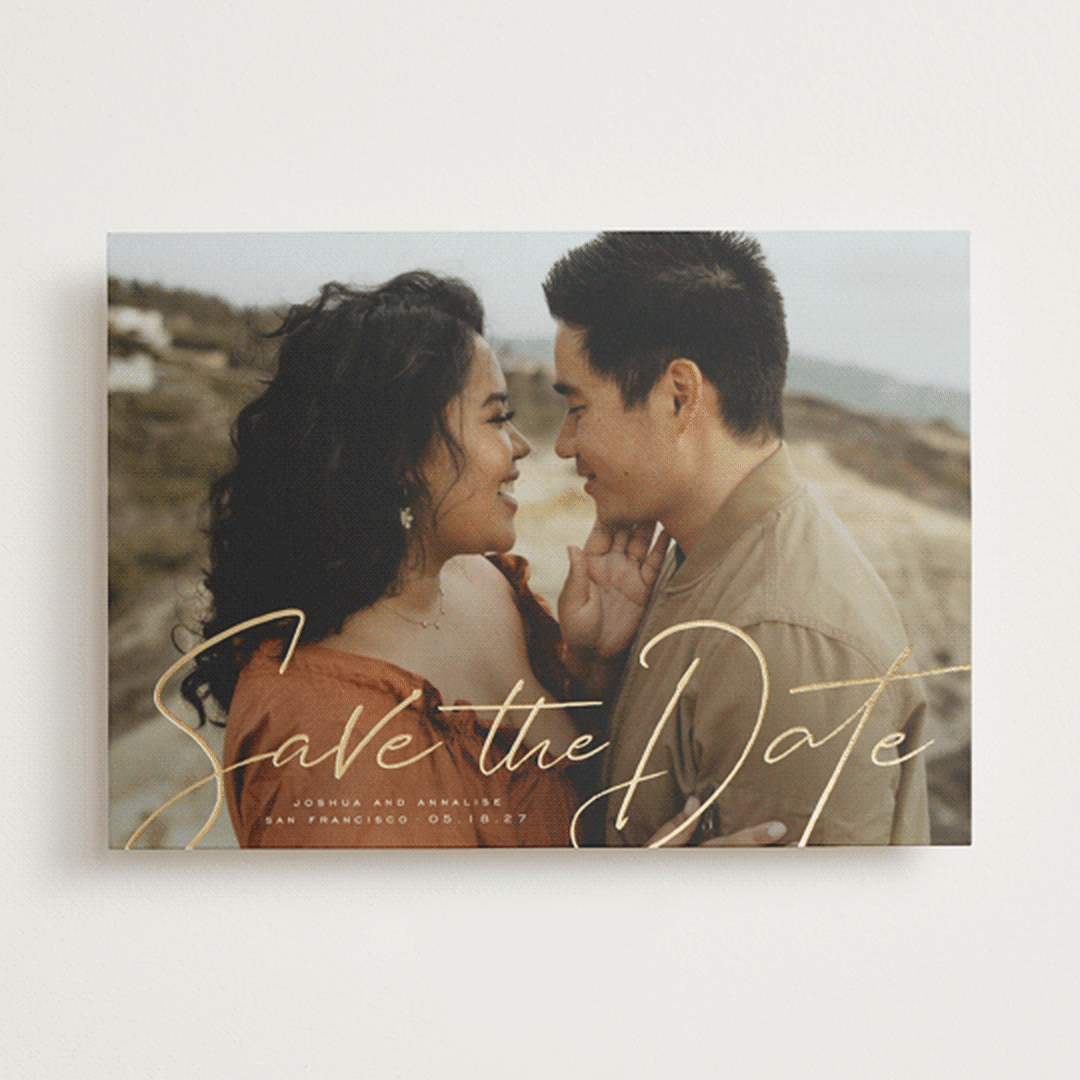 "Signature" - Save the Dates in Sand by Wildfield Paper Co - Front