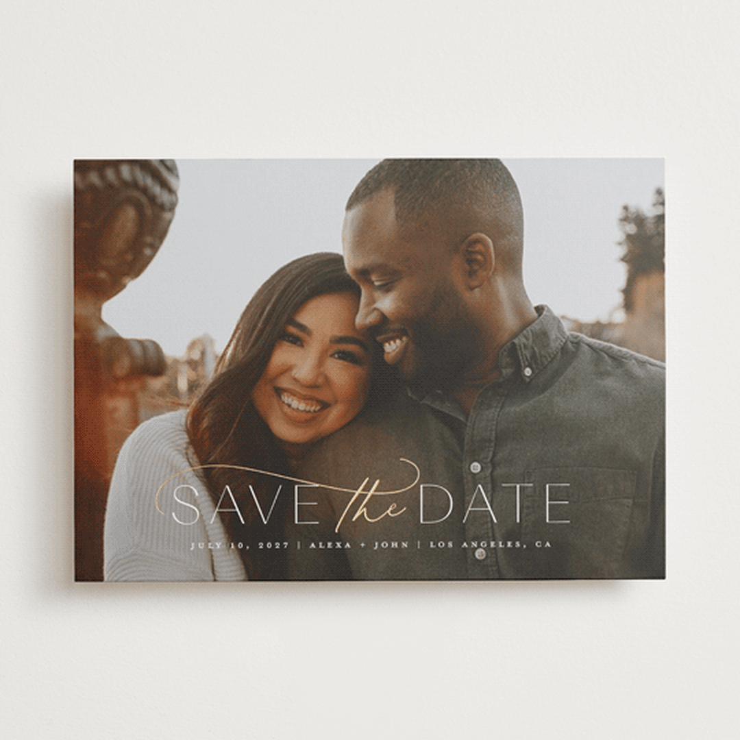 "Serene" - Save the Dates in Powder by Everett Paper Goods - Front