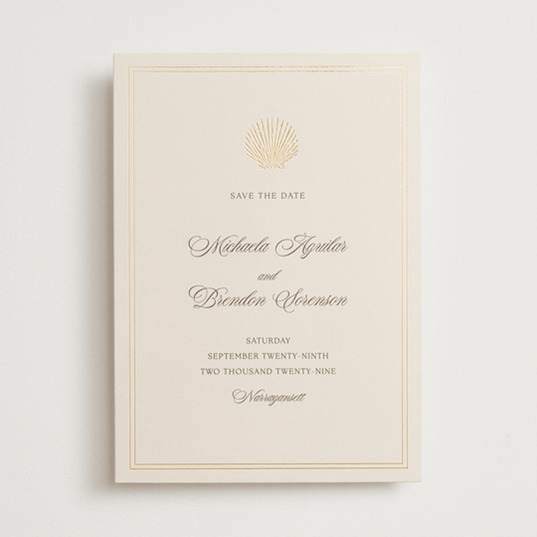 "Seaside" - Save the Dates in Champagne by Griffinbell Paper Co. - Front