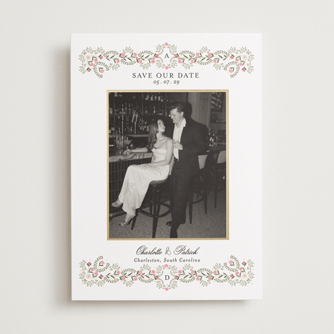 "Embrace" - Save the Dates in Peony by Susan Moyal - Front