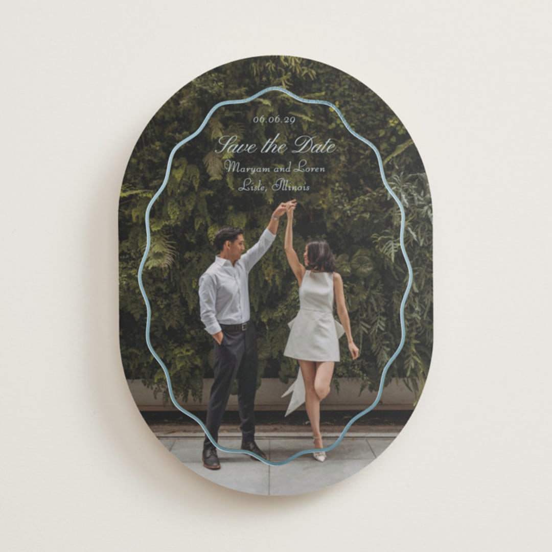 "Scallop Frame" - Save the Dates in Periwinkle by Baumbirdy - Front