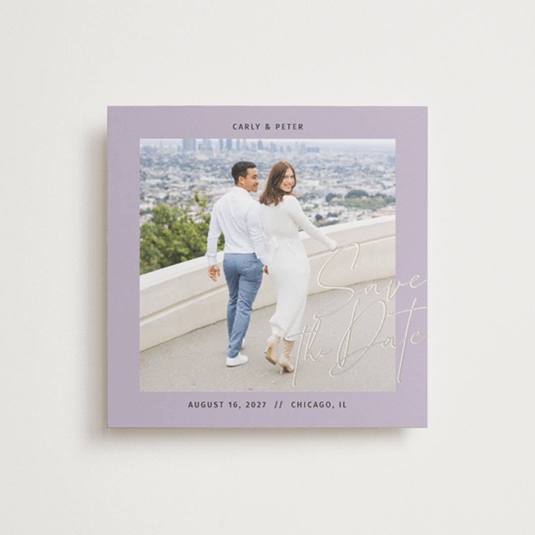 "metro" - Save the Dates in Lilac by Inkblot Design - Front