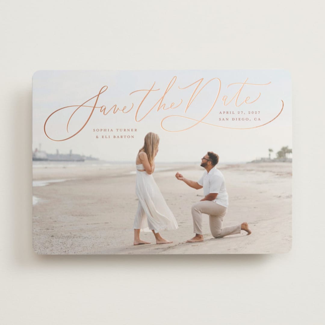 "Whisper" - Save the Dates in Dusty Rose by Erin German - Front