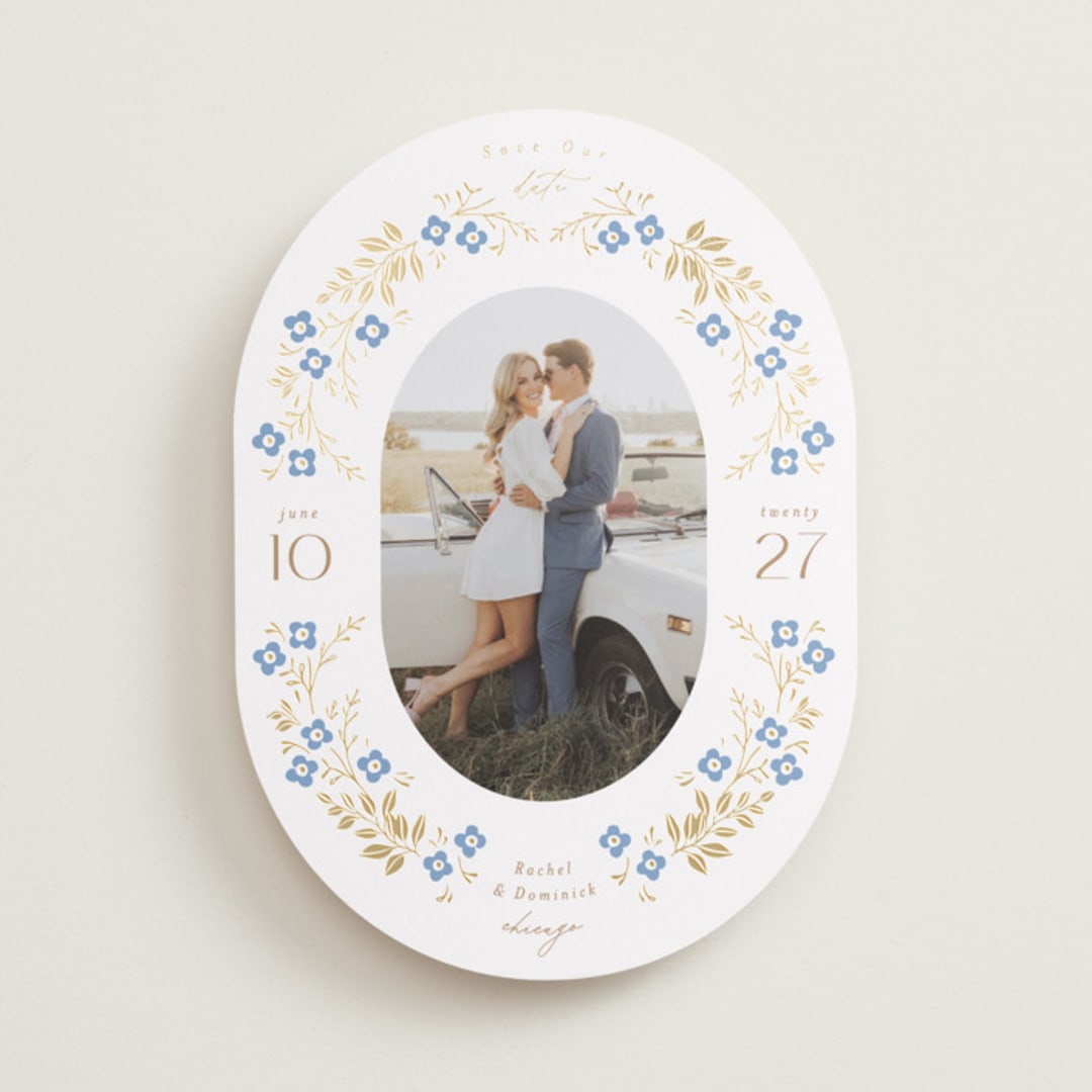 "Wildflower Sprigs" - Save the Dates in Bluebell by Susan Zinader - Front