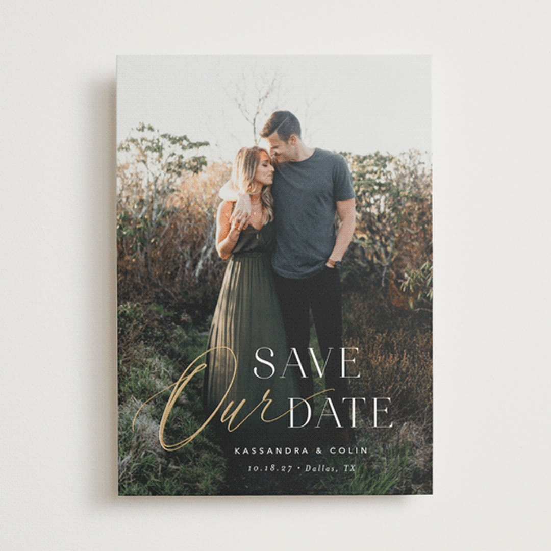 "Poetic" - Save the Dates in Pearl by Jennifer Postorino - Front