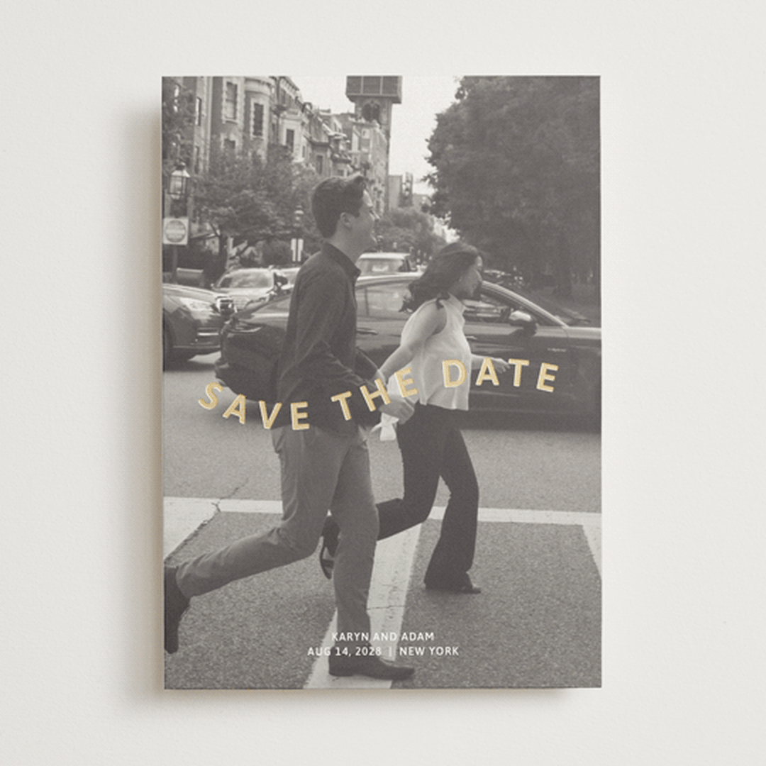 "Wavy" - Save the Dates in Nude by Inkblot Design - Front