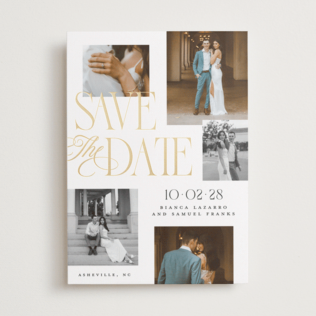 "Layered" - Save the Dates in Paperwhite by Laura Hankins - Front