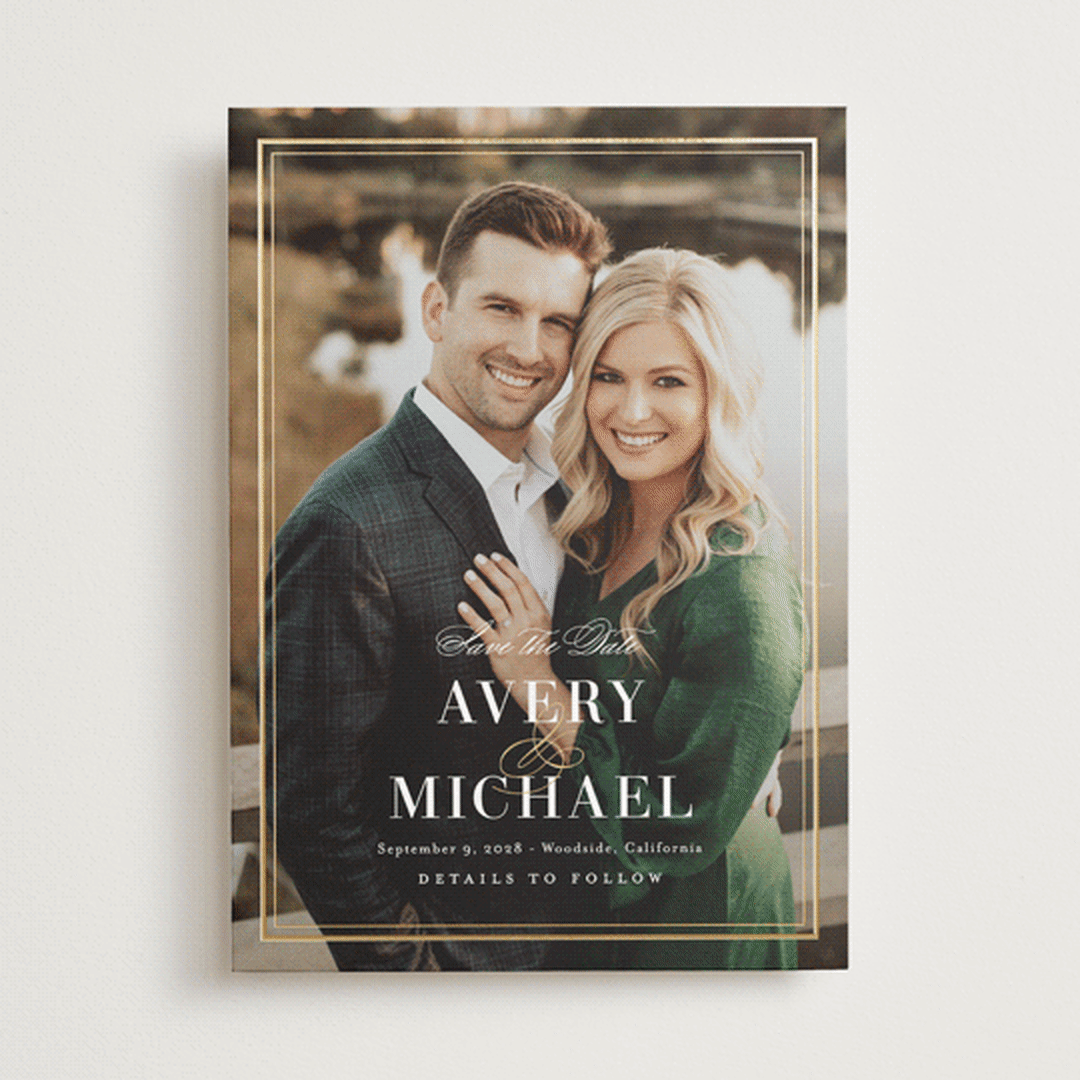 "Classic Frame" - Save the Dates in Cotton by Jennifer Postorino - Front