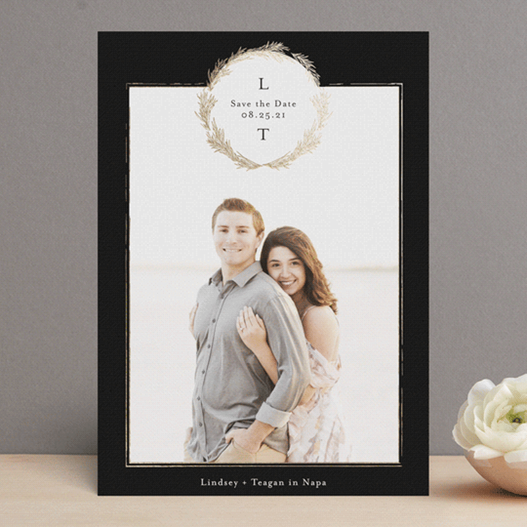 "Little Wreath" - Save the Dates in Ebony by Phrosné Barwood - Front