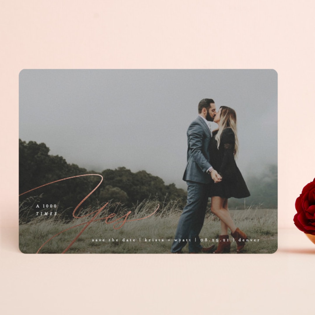 "A Thousand Times Yes" - Save the Dates in Snow by Hooray Creative - Front