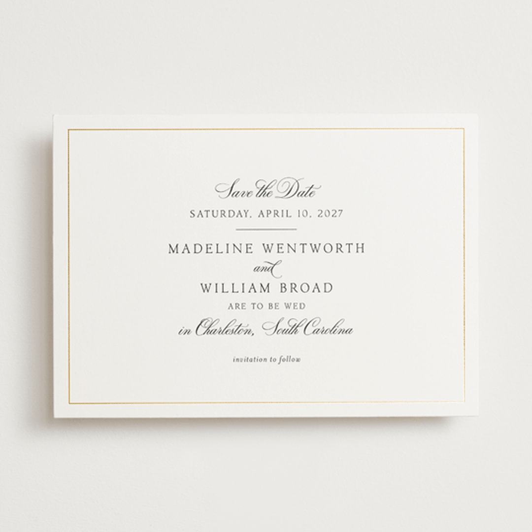 "Wentworth" - Save the Dates in Black Tie by Megan Davis - Front