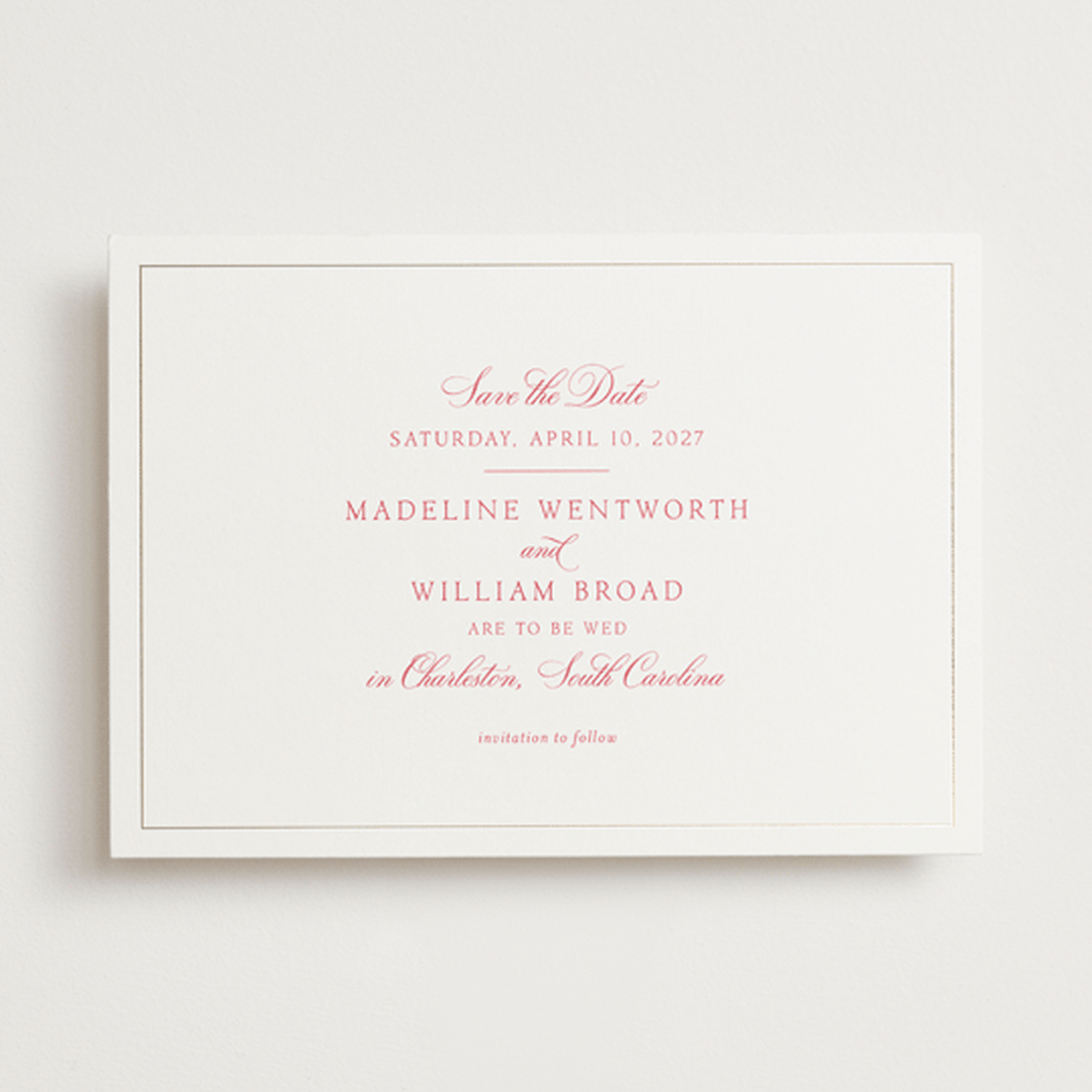 "Wentworth" - Save the Dates in Ruby by Megan Davis - Front
