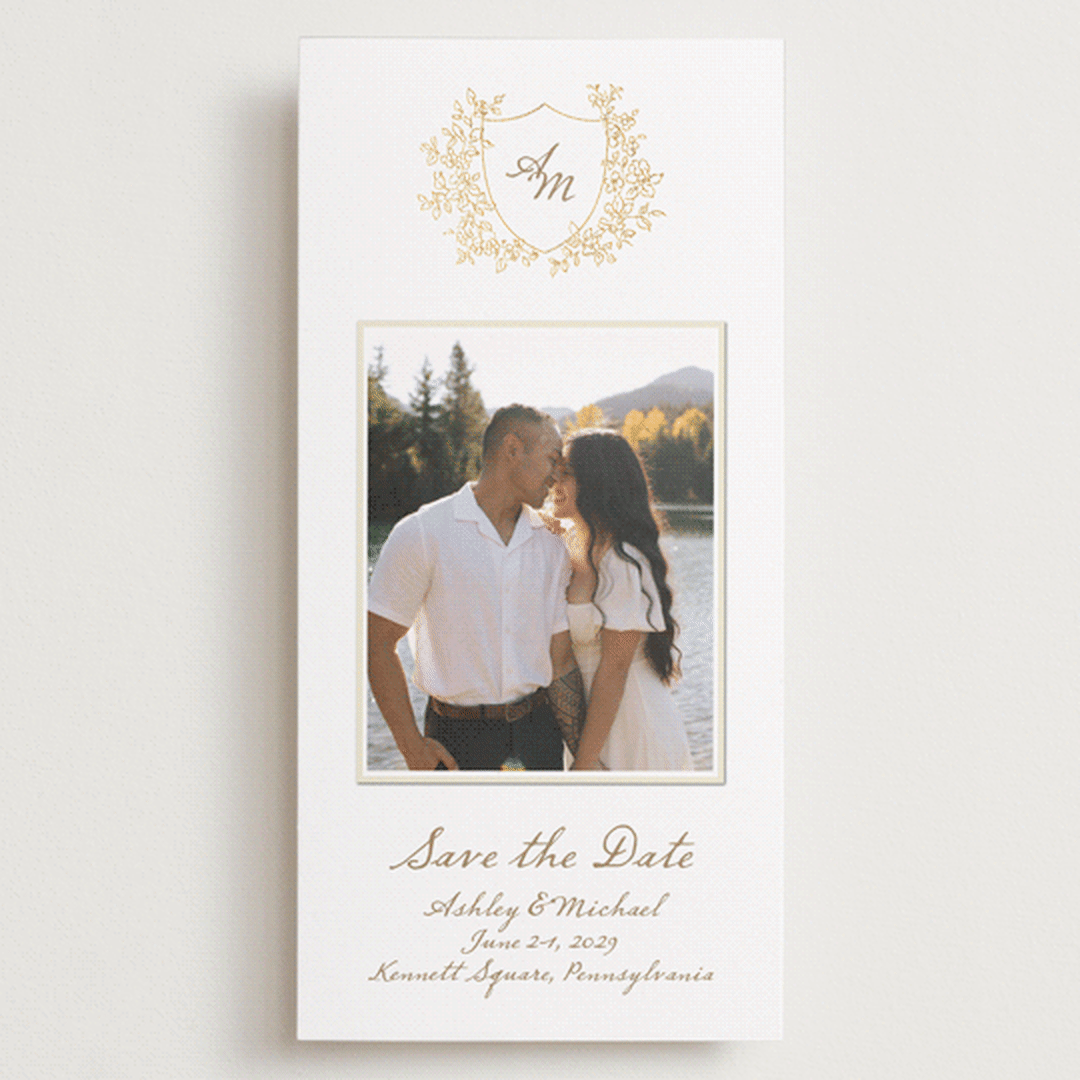 "Boho flower crest" - Save the Dates in Ivory by Cass Loh - Front