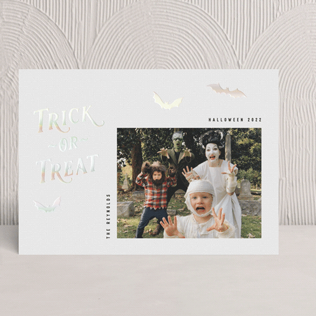 "Trick-or-Treat" - Holiday Cards in Onyx by Hooray Creative - Front