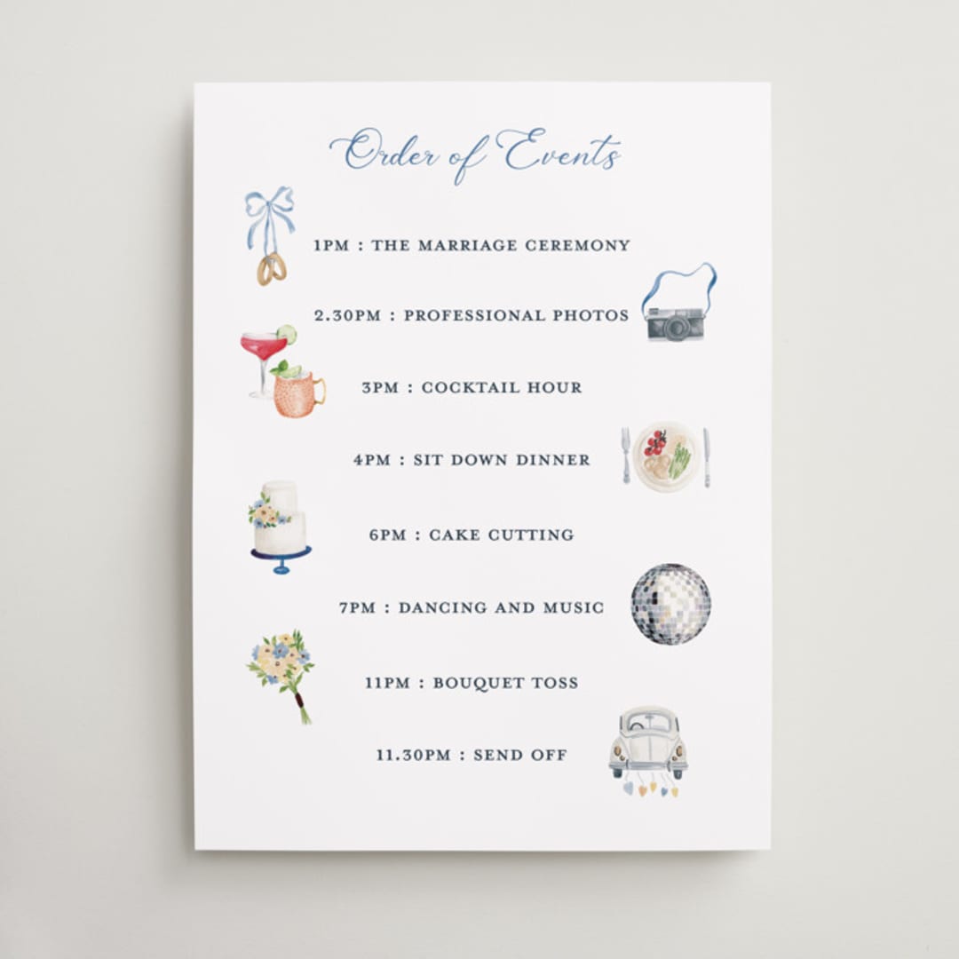 "Wedding icons" - Schedule Signs in Classic by Sarah Knight - Front