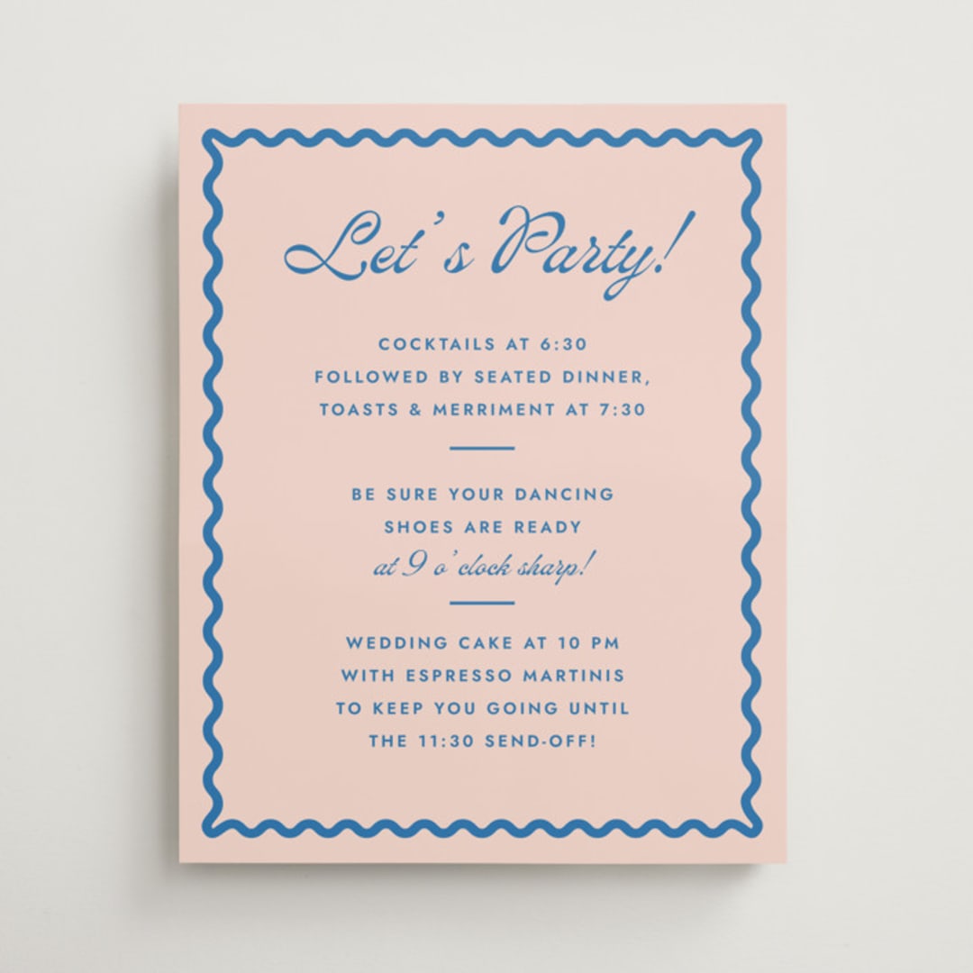 "Party" - Schedule Signs in Paloma by Megan Davis - Front