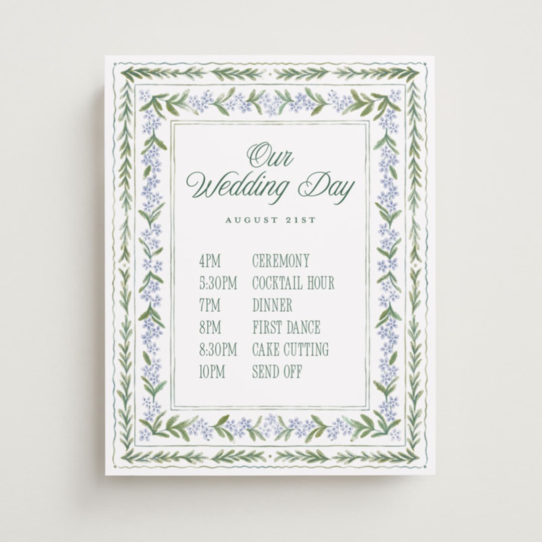 "Vintage Sketched" - Schedule Signs in Wisteria by Jenna Holcomb - Front