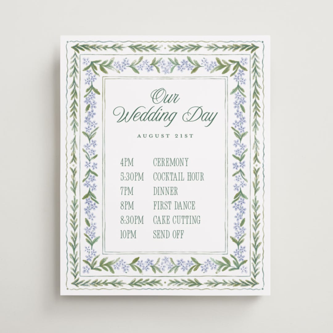 "Vintage Sketched" - Schedule Signs in Wisteria by Jenna Holcomb - Front