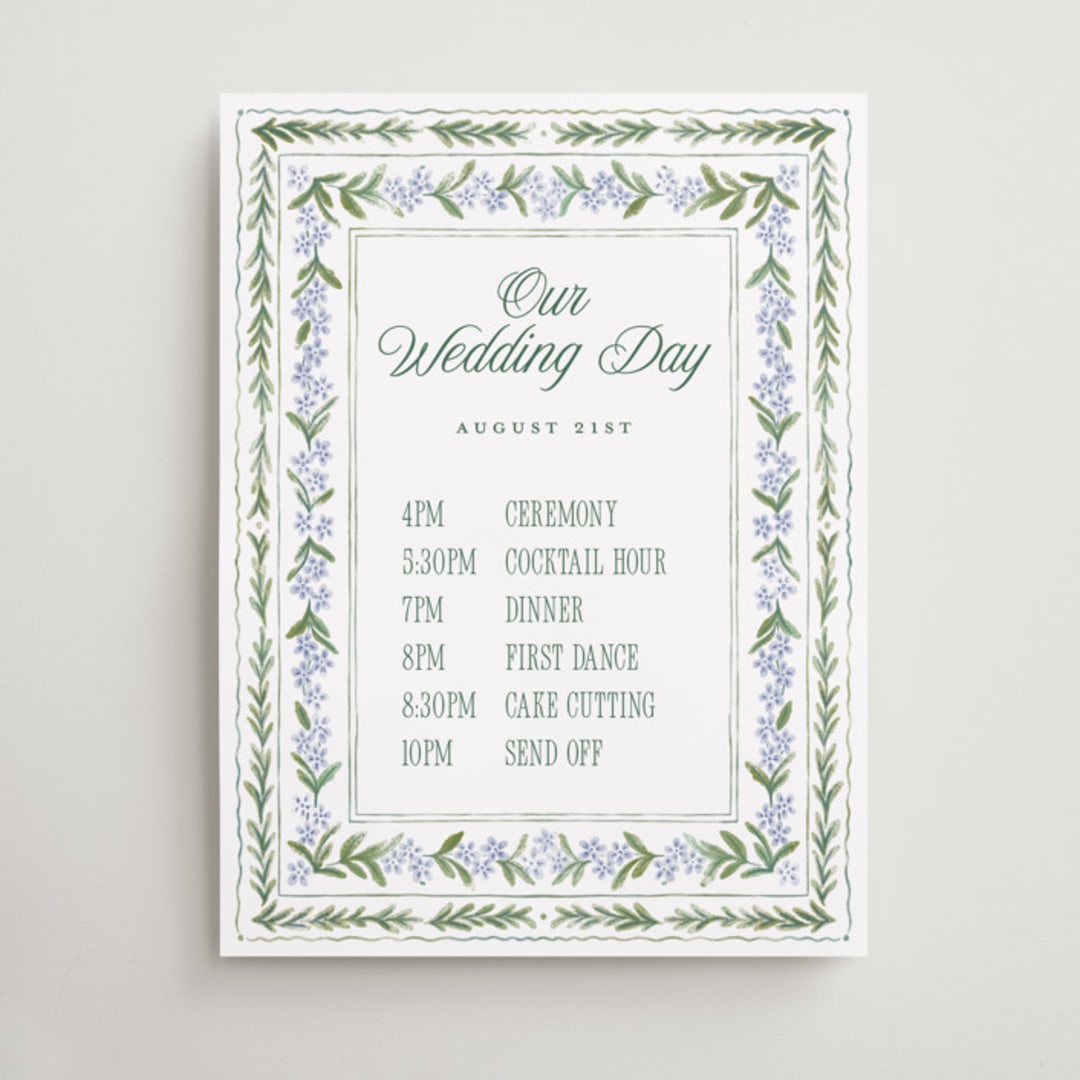 "Vintage Sketched" - Schedule Signs in Wisteria by Jenna Holcomb - Front