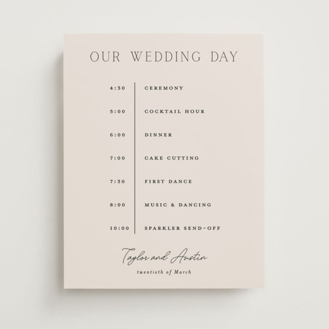 "In Love" - Schedule Signs in Linen by Vanessa Doyle - Front