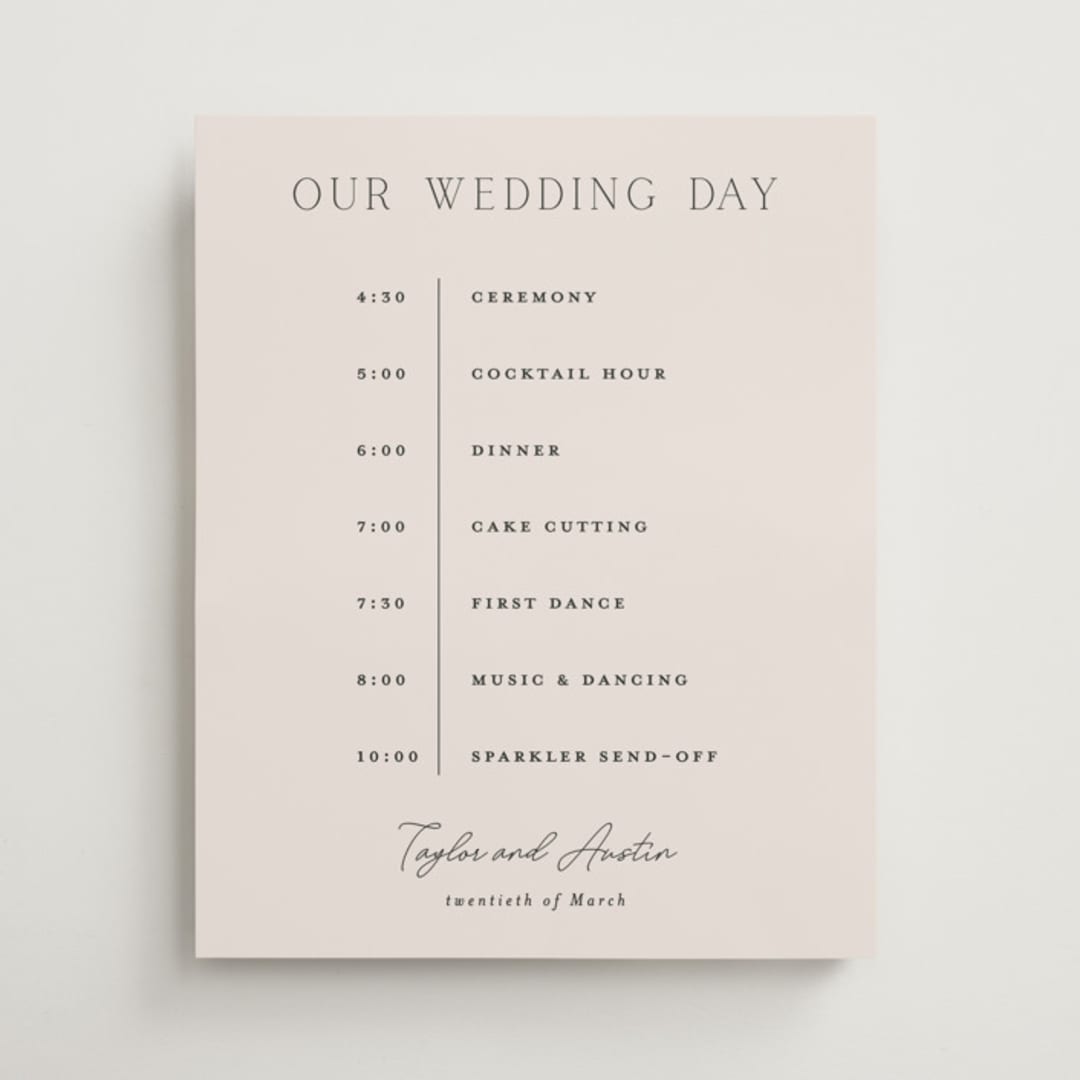 "In Love" - Schedule Signs in Linen by Vanessa Doyle - Front