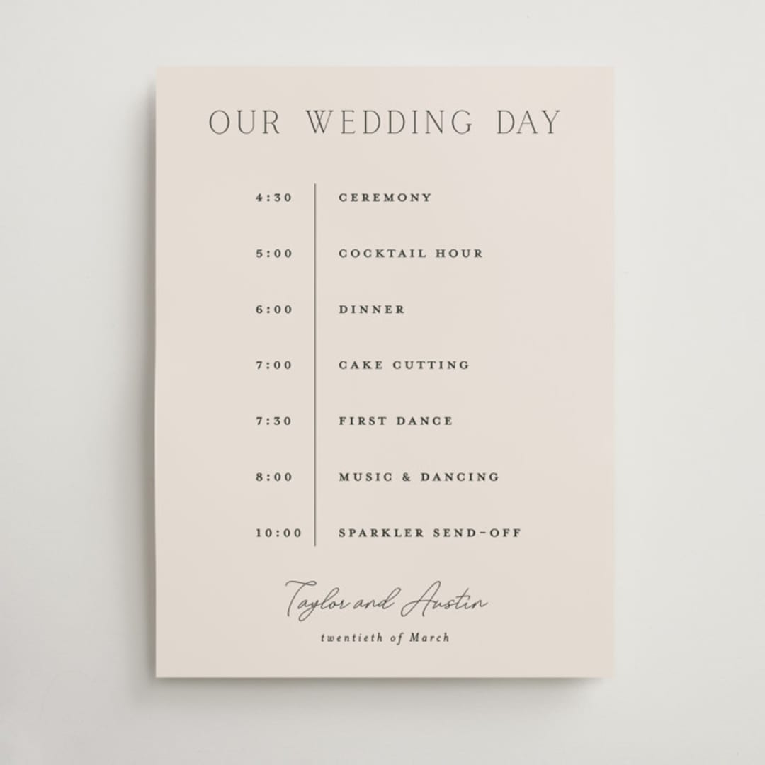 "In Love" - Schedule Signs in Linen by Vanessa Doyle - Front