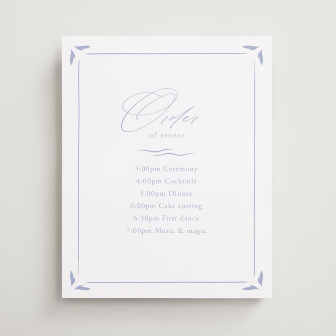 "Ocean Dreams" - Schedule Signs in Pale Cerulean by Sabrin Deirani - Front