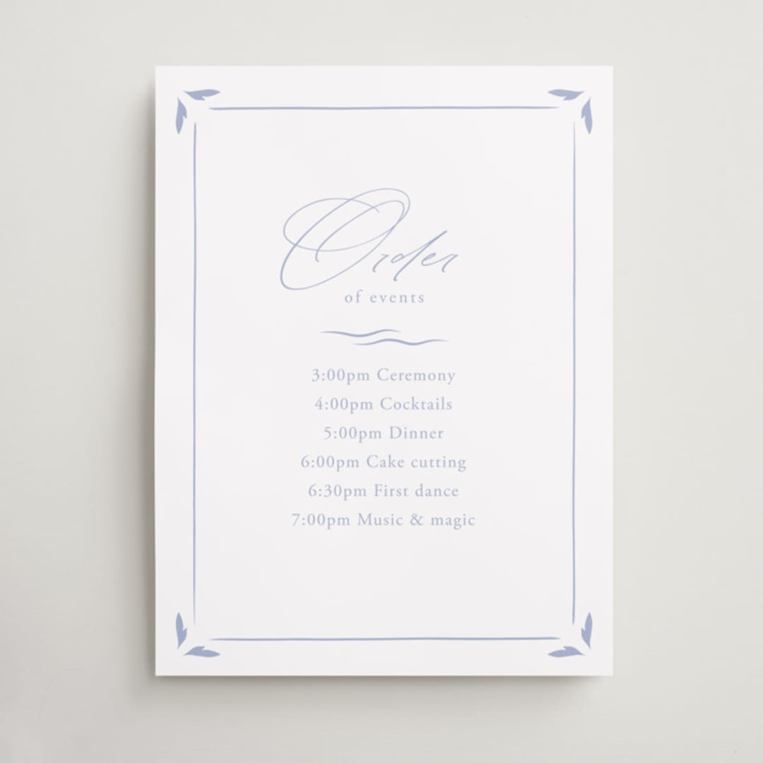 "Ocean Dreams" - Schedule Signs in Pale Cerulean by Sabrin Deirani - Front