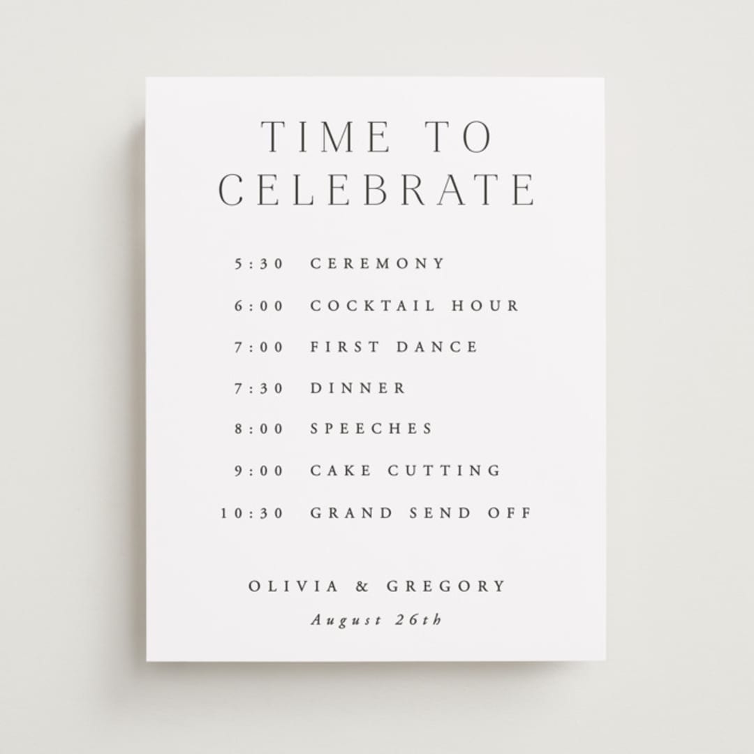 "Classy Type" - Schedule Signs in Lily by Hooray Creative - Front