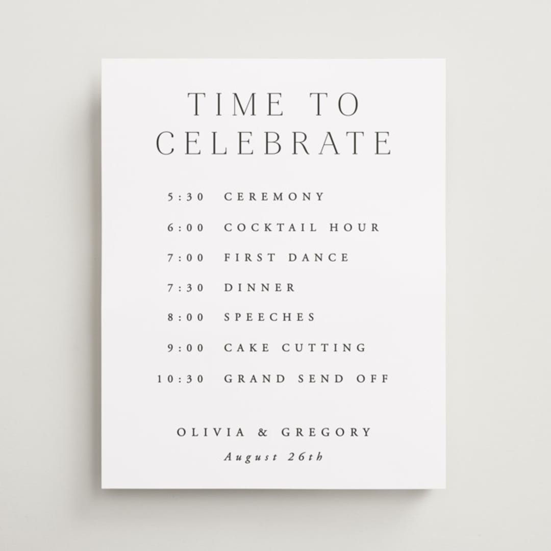 "Classy Type" - Schedule Signs in Lily by Hooray Creative - Front