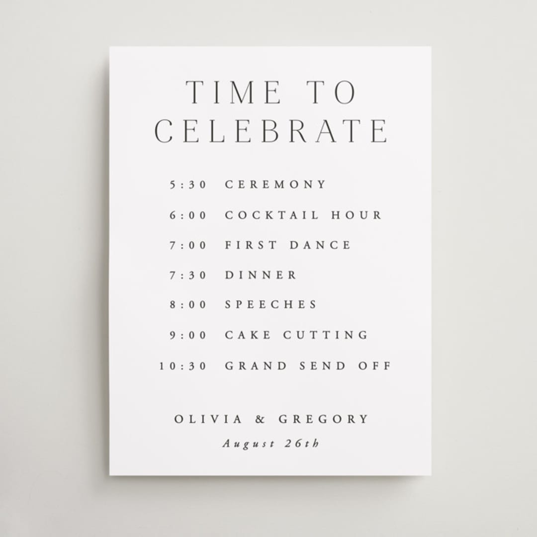 "Classy Type" - Schedule Signs in Lily by Hooray Creative - Front