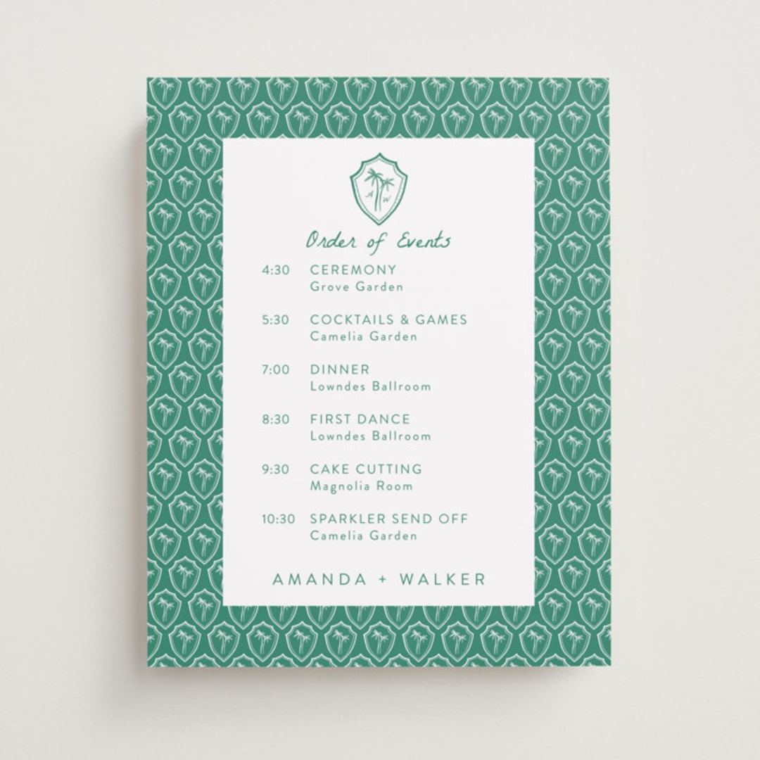 "Palm Tree Crest" - Schedule Signs in Palm by Erika Firm - Front