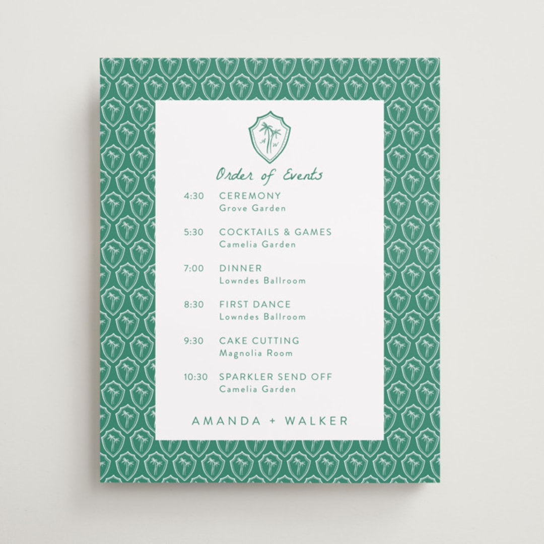 "Palm Tree Crest" - Schedule Signs in Palm by Erika Firm - Front