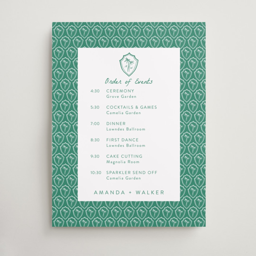 "Palm Tree Crest" - Schedule Signs in Palm by Erika Firm - Front