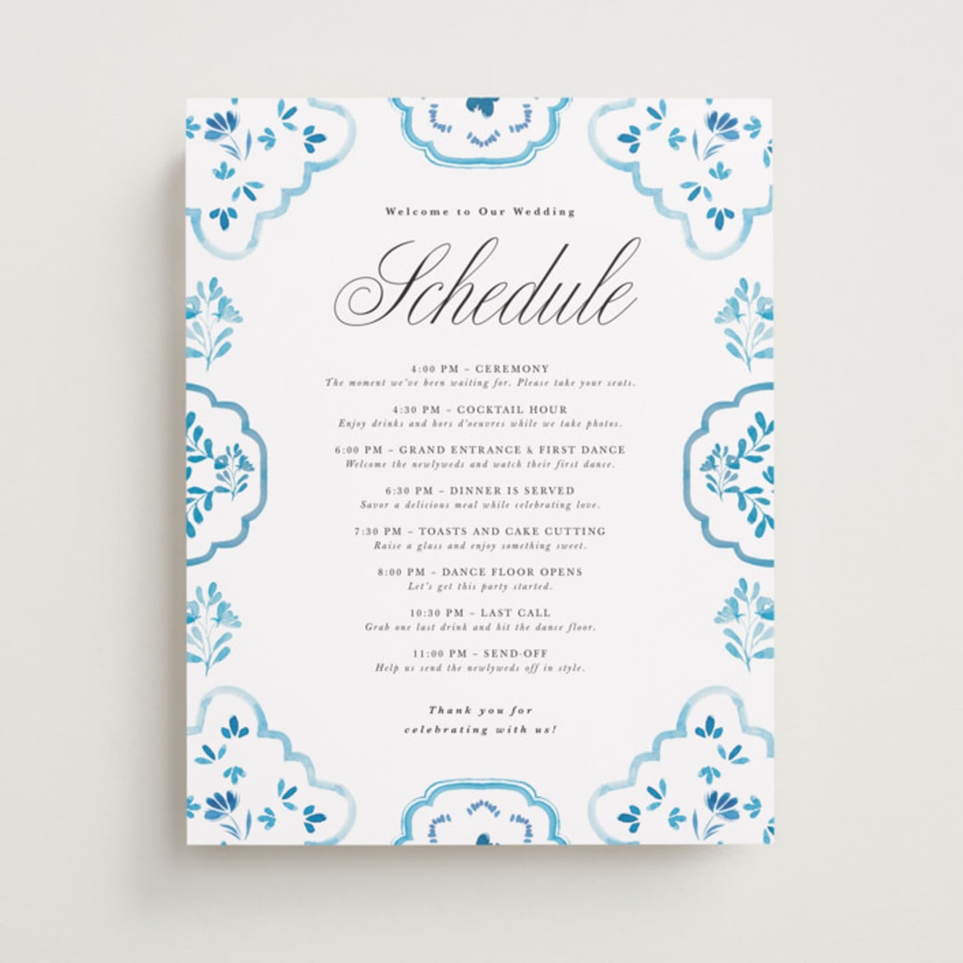 "Almafi" - Schedule Signs in Cerulean by Itsy Belle Studio - Front