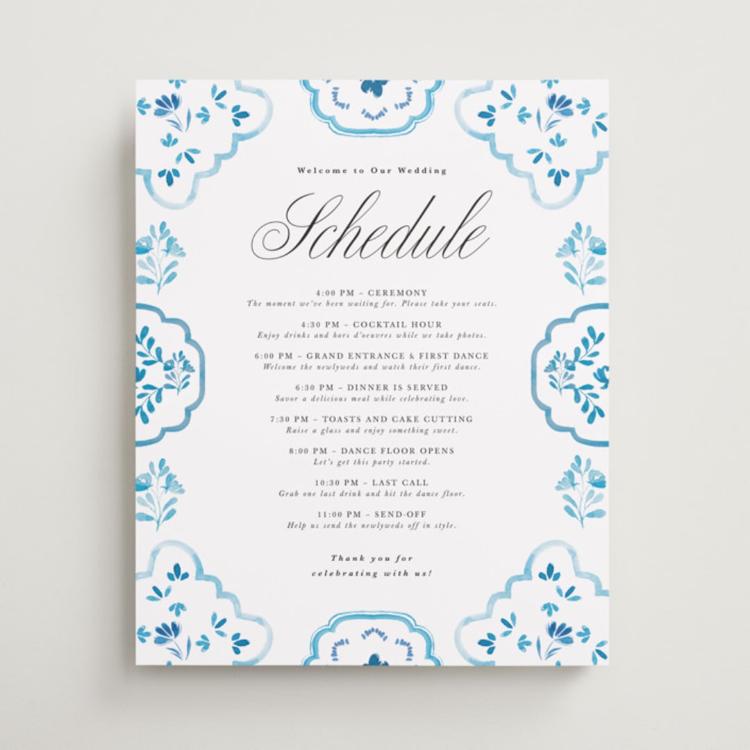 "Almafi" - Schedule Signs in Cerulean by Itsy Belle Studio - Front